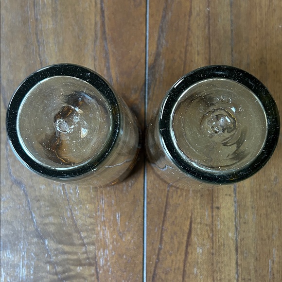 Pair (2) Amber Rim Mexican Hand Blown Recycled Glass 20 ounce Iced Tea Glasses - Picture 3 of 7